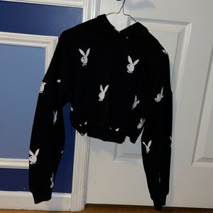 Cropped playboy bunny hoodie